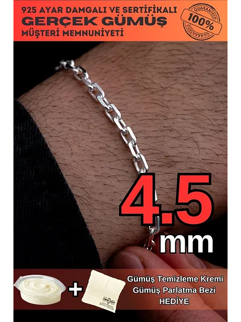 Erkek Gümüş Bileklik - 4.5 mm Forse Zincir Gümüş Bileklik