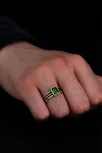 Erkek Gümüş Yüzük - Yeşil Zümrüt Taşlı İnce Kibar Erkek Yüzüğü Erkek Gümüş Yüzük - Yeşil Zümrüt Taşlı İnce Kibar Erkek Yüzüğü