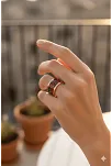 Kadın Bakır Bileklik Yüzük Set - Chlara Model Özel Baskı Metal Kutu Ve Kuvars Taşı