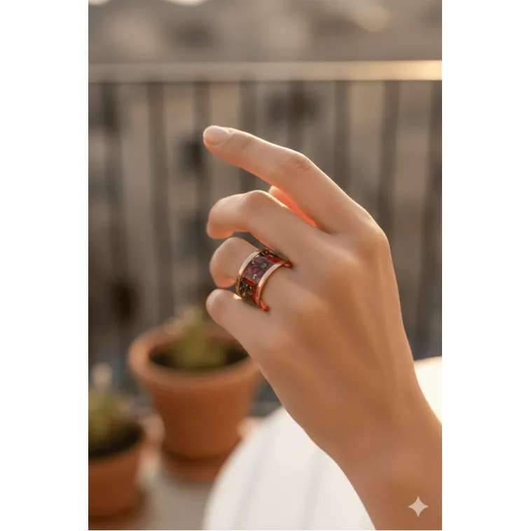 Kadın Bakır Bileklik Yüzük Set - Chlara Model Özel Baskı Metal Kutu Ve Kuvars Taşı Kadın Bakır Bileklik Yüzük Set - Chlara Model Özel Baskı Metal Kutu Ve Kuvars Taşı