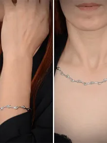 Ayışığı Kalp Figür Model 925 Ayar Gümüş Su Yolu Set - Kolye, Bileklik - GTSAYISIGI1-GMS