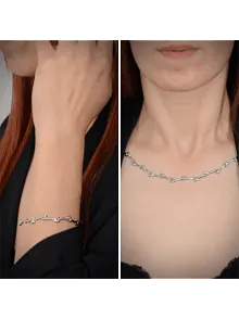 Ayışığı Kalp Figür Model 925 Ayar Gümüş Su Yolu Set - Kolye, Bileklik - GTSAYISIGI1-GMS
