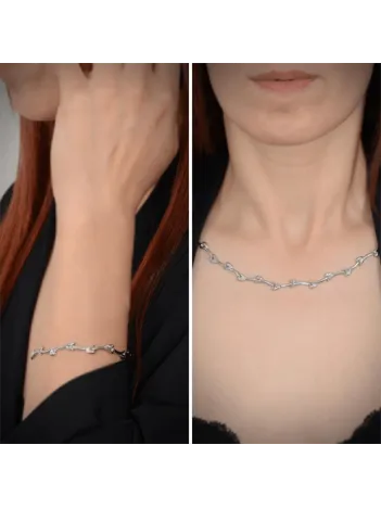 Ayışığı Kalp Figür Model 925 Ayar Gümüş Su Yolu Set - Kolye, Bileklik - GTSAYISIGI1-GMS