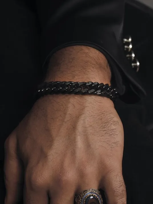 Ottoman Gurmet Siyah Renk Çelik Erkek Bileklik CBLSYHGURMT-SYH