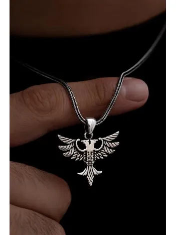 Polis Özel Harekat Çift Başlı Kartal Erkek Gümüş Kolye Zincir