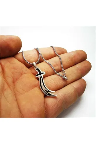 Mineli Zülfikar Gümüş Erkek Kolye Zincir Ortaboy