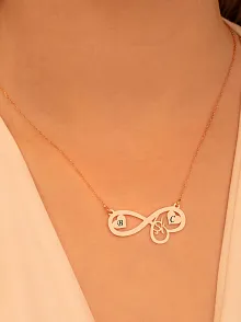 Kişiye Özel Isimli Ve Kalpli Sonsuzluk Gümüş Kolye