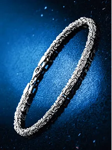 Parlak Kare Kral 3.5 mm Erkek Gümüş Bileklik