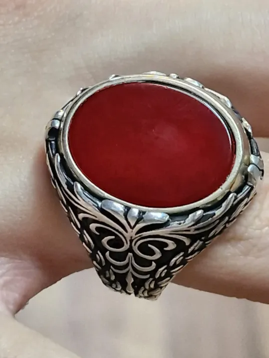 Erkek Gümüş Yüzük - Ortası Dönen Çift Taraflı Hz Zülfikar Kılıcı İşlemeli Erkek Yüzük