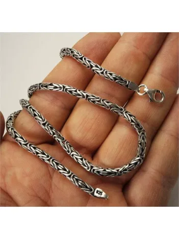 Gümüş Erkek Kral Zincir Kolye 3,5mm Orta Kalınlıkta