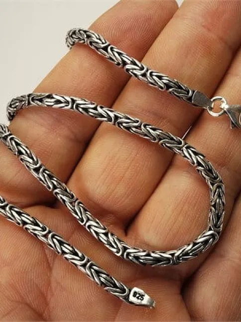 Gümüş Erkek Kral Zincir Kolye 3,5mm Orta Kalınlıkta Gümüş Erkek Kral Zincir Kolye 3,5mm Orta Kalınlıkta