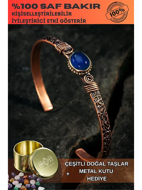 Bakır Kelepçe Bilezik Lacivert Lapis Doğal Taşlı Erkek Kadın Doğal Taşlar ve Metal Kutulu Bakır Kelepçe Bilezik Lacivert Lapis Doğal Taşlı Erkek Kadın Doğal Taşlar ve Metal Kutulu