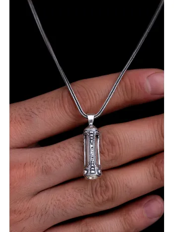 Otantik Model Erkek Gümüş Cevşen Kolye Zincir