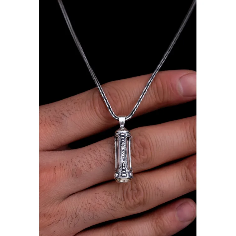 Otantik Model Erkek Gümüş Cevşen Kolye Zincir Otantik Model Erkek Gümüş Cevşen Kolye Zincir