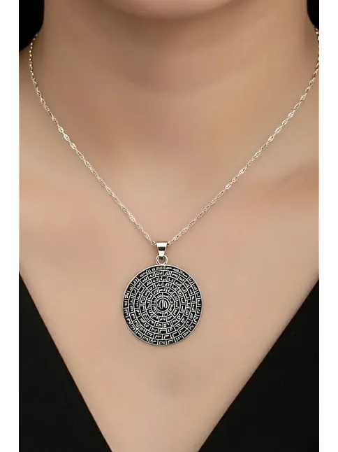 Esmaül Hüsna Kadın Gümüş Kolye Zincir Büyük Boy