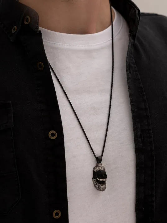 Erkek Kolye - Sakallı Baba Model Çelik Erkek Kolye - 316 L Paslanmaz Çelik Kolye