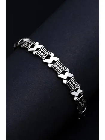 Erkek Gümüş Bileklik - Zar Motifli Kare Model Gümüş Bileklik