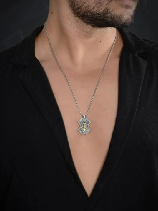 Çapa Figürlü Erkek Bayan Gümüş Kolye Zincir GKLYZKHNCPA-GMS