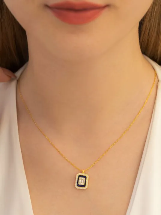 Kare Baget Taşlı Kadın Gümüş Kolye Zincir GKLKRBGTM1D-ROS-Sarı Kare Baget Taşlı Kadın Gümüş Kolye Zincir GKLKRBGTM1D-ROS-Sarı