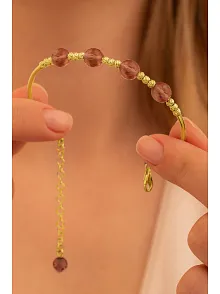Kadın Gümüş Bileklik - Altın Kaplama Zultanit Taşlı Dorika Model Kadın Bilezik Her Bileğe Uyar