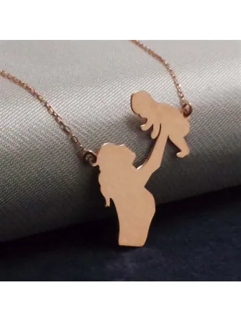 Kadın Anne Bebek Bayan Gümüş Kolye