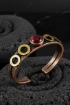 Kadın Bakır Bileklik - Kırmızı Akik Taş Halkalı Model Bakır Bilezik Metal Kutu Ve Doğal Taşlar