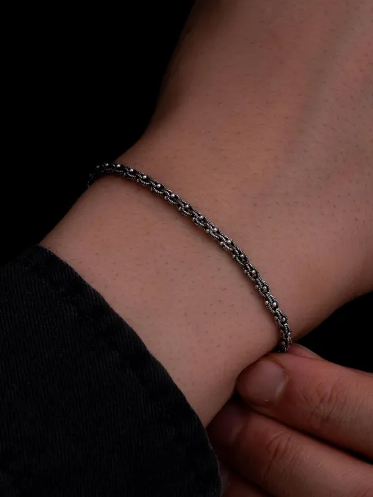 Erkek Gümüş Bileklik - 3mm Arnavut Zinciri Gümüş Bileklik