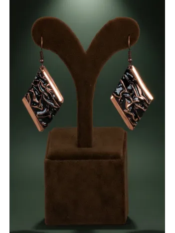 Kadın Bakır Küpe - Siyah Gece Büyüsü Model Bakır Kadın Küpe