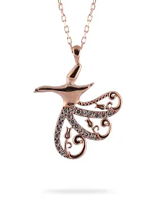 Lale Motifli Semazen Rose Gold Renk 925 Ayar Gümüş Bayan Kolye GKLSEMAZENK-ROS