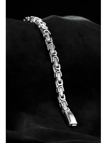 Erkek Çelik Bileklik - Özel Kilitli Model Yuvarlak Kral Erkek Bileklik