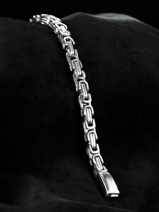 Erkek Çelik Bileklik - Özel Kilitli Model Yuvarlak Kral Erkek Bileklik