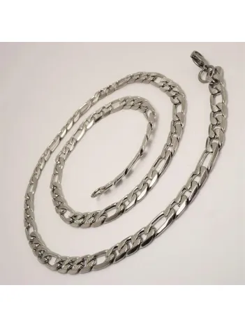 Çelik Figaro Kolye Ve Bileklik Set Orta Kalınlıkta İndirimli Fiyat