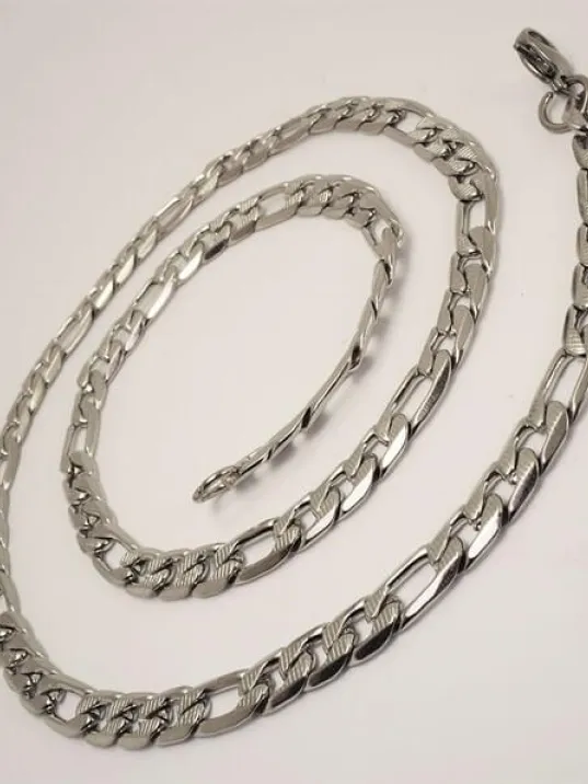 Çelik Figaro Kolye Ve Bileklik Set Orta Kalınlıkta İndirimli Fiyat