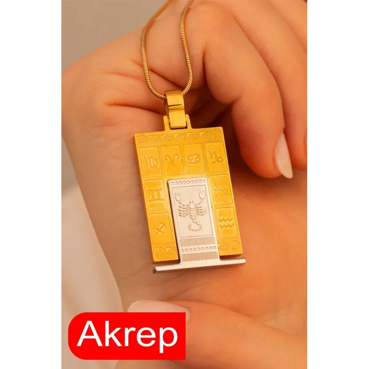 Kadın Çelik Kolye - Çelik Dikdörtgen Model Burç İşlemeli Kadın Kolye Kadın Çelik Kolye - Çelik Dikdörtgen Model Burç İşlemeli Kadın Kolye