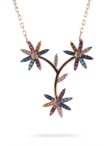 Çiçek Motifli 925 Ayar Kadın Gümüş Kolye