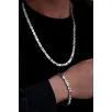 Erkek Gümüş Kolye Bileklik Set - 6.5mm Dikdörtgen Kesim Yassı Kral Gümüş Kolye Bileklik Set Erkek Gümüş Kolye Bileklik Set - 6.5mm Dikdörtgen Kesim Yassı Kral Gümüş Kolye Bileklik Set