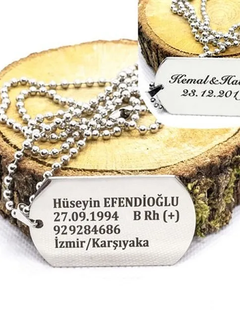 Asker Künyesi Paslanmaz Çelik Kolye Zincir