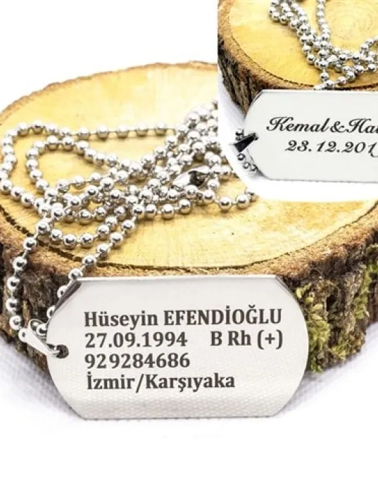 Asker Künyesi Paslanmaz Çelik Kolye Zincir
