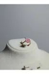 Kadın Gümüş Yüzük - Rose Kaplama Pembe Yonca Model Gümüş Yüzük