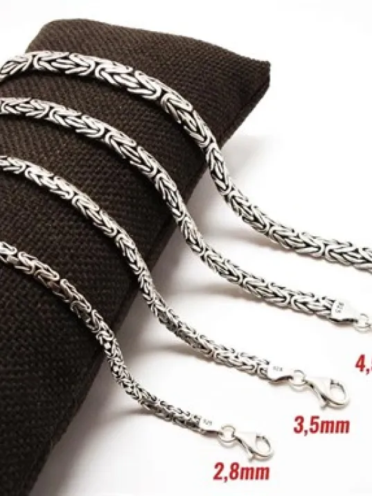 Erkek Gümüş Zincir Kolye Yassı Ezme Kral Model