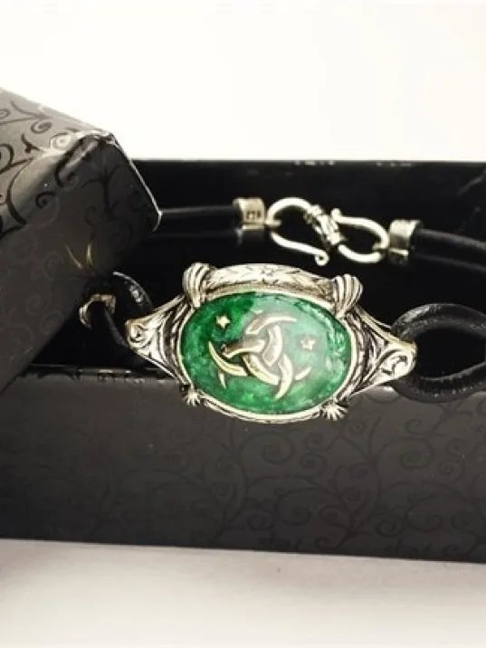 Teşkilatı Mahsusa Yeşil Mineli Deri Gümüş Erkek Bayan Bileklik Teşkilatı Mahsusa Yeşil Mineli Deri Gümüş Erkek Bayan Bileklik