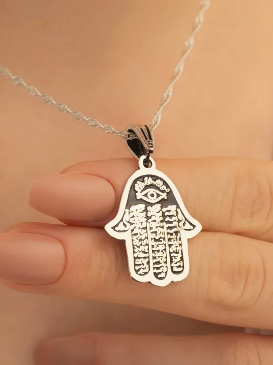 Fatma Ana Eli Bayan Gümüş Kolye