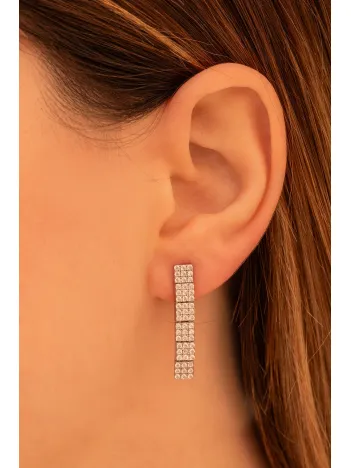 Kadın Gümüş Küpe - Zirkon Taşlı Paris 925 Ayar Gümüş Kadın Küpe