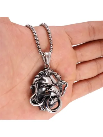 OttoMan Gotik Aslan Çelik Erkek Kolye Zincir
