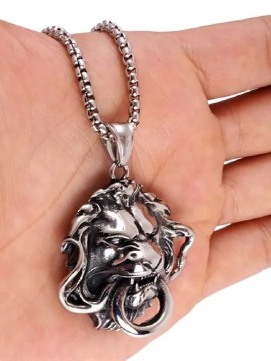 OttoMan Gotik Aslan Çelik Erkek Kolye Zincir