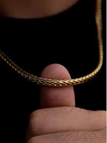 Erkek Çelik Kolye - Altın Kaplama Yılan Model Çelik Kolye