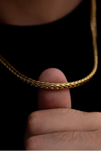 Erkek Çelik Kolye - Altın Kaplama Yılan Model Çelik Kolye