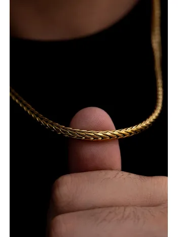 Erkek Çelik Kolye - Altın Kaplama Yılan Model Çelik Kolye