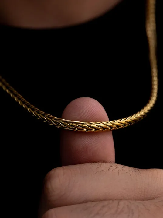 Erkek Çelik Kolye - Altın Kaplama Yılan Model Çelik Kolye