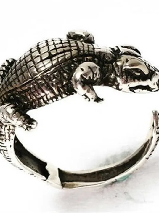 Gümüş Erkek Yüzüğü Timsah Motifli